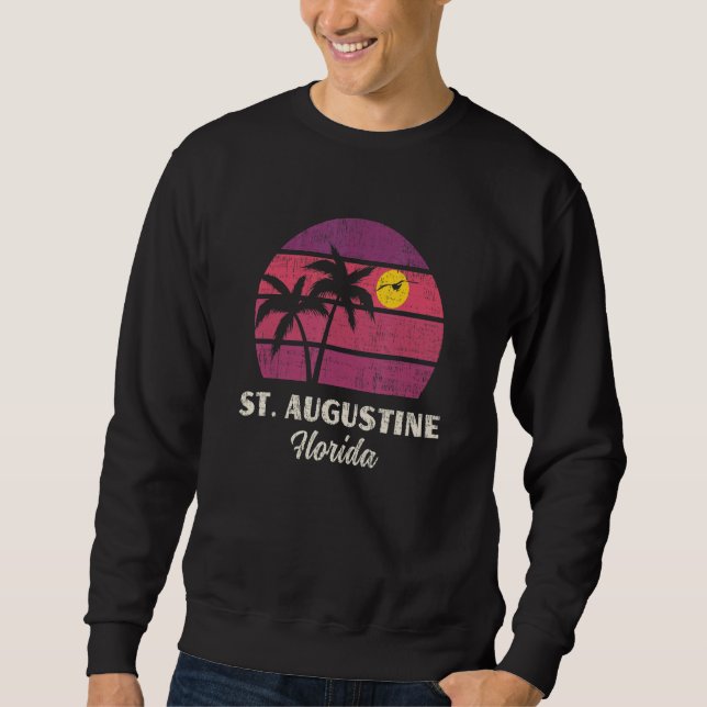 St Augustine Florida Strand Semester Retro Sommar  Lång Ärmad Tröja (Framsida)
