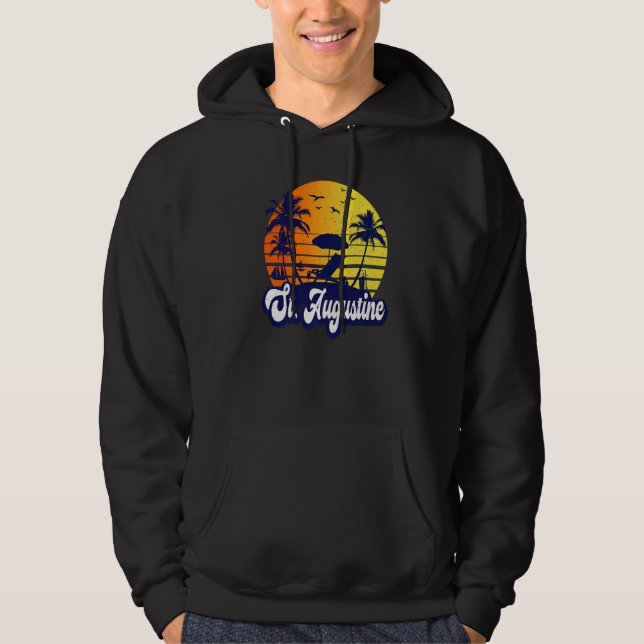 St. Augustine Florida Sunset Beach Retro Premium Hoodie (Framsida)