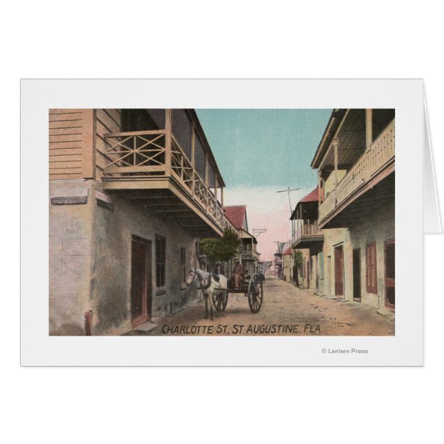 St. Augustine, Florida - View of Charlotte St. Hälsningskort (Framsidan Horizontal)