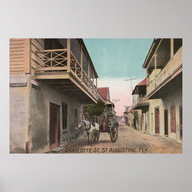 St. Augustine, Florida - View of Charlotte St. Poster (Framsidan)