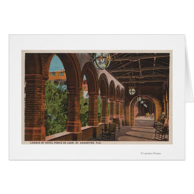 St Augustine, Florida - View of Hotel Ponce de Hälsningskort (Framsidan Horizontal)