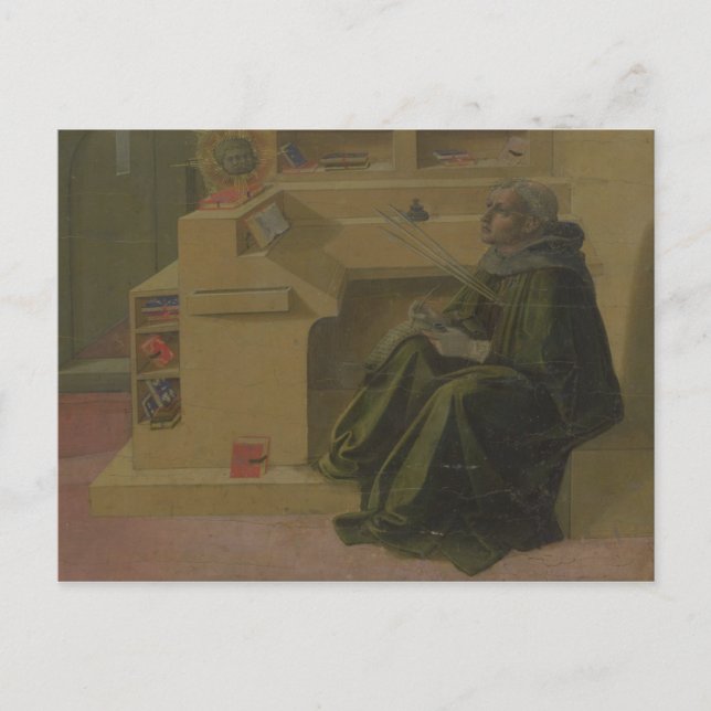 St. Augustine i sin studie (predella Barbad Vykort (Framsida)