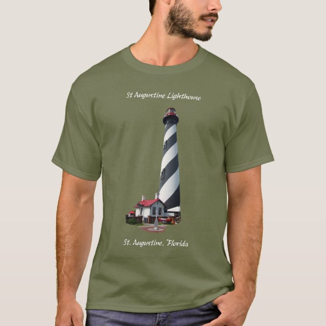 St. Augustine Lighthouse skjorta vit text T Shirt (Framsida)