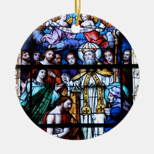 St Augustine målat glass Julgransprydnad Keramik (Framsidan)