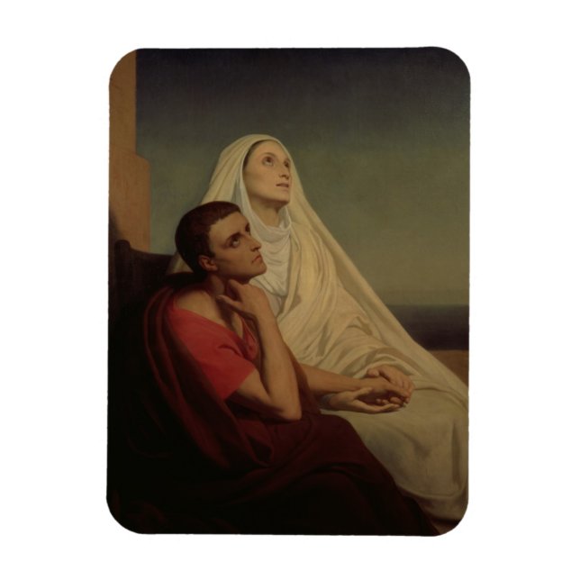 St. Augustine och hans mor St. Monica, 1855 Magnet (Vertikal)