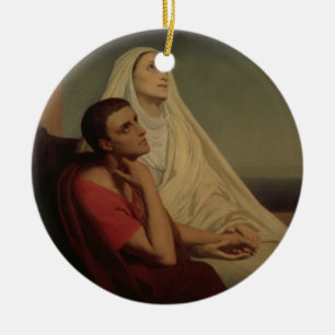 St Augustine och hans morSt. Monica, 1855 Julgransprydnad Keramik