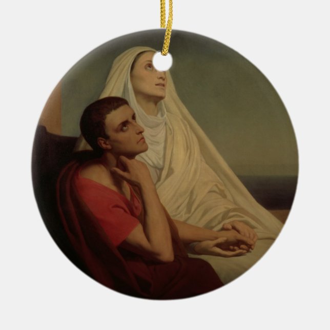 St Augustine och hans morSt. Monica, 1855 Julgransprydnad Keramik (Framsidan)