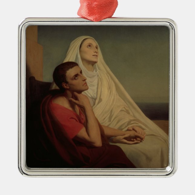 St Augustine och hans morSt. Monica, 1855 Julgransprydnad Metall (Framsidan)