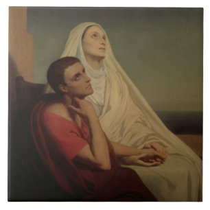 St Augustine och hans morSt. Monica, 1855 Kakelplatta