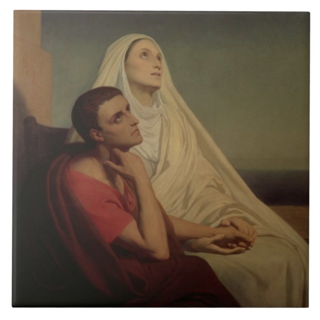 St Augustine och hans morSt. Monica, 1855 Kakelplatta (Framsidan)