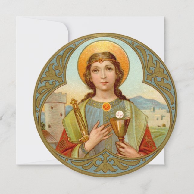 St. Barbara (BK 001) Circular Blank Greeting Card (Framsida)