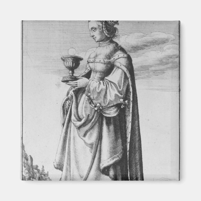 St. Barbara, etched by Wenceslaus Hollar, 1647 Magnet (Framsidan)