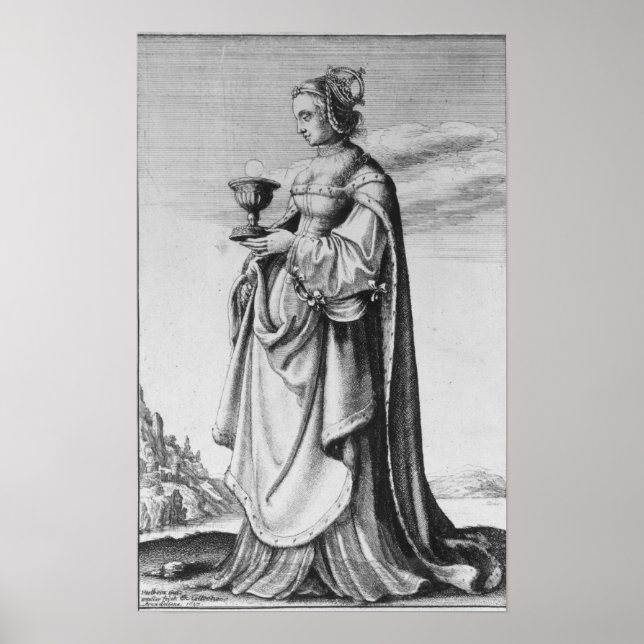 St. Barbara, etched by Wenceslaus Hollar, 1647 Poster (Framsidan)