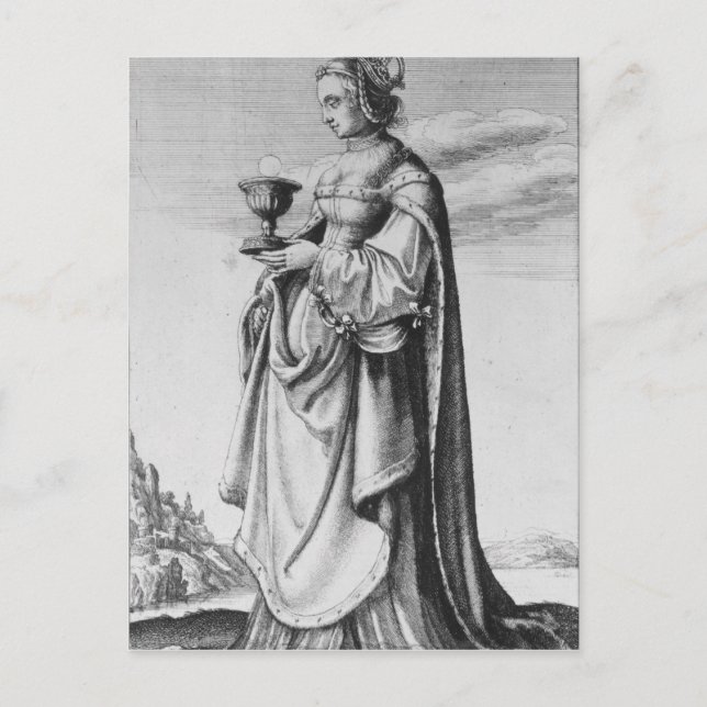 St. Barbara, etched by Wenceslaus Hollar, 1647 Vykort (Framsida)