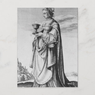 St. Barbara, etched by Wenceslaus Hollar, 1647 Vykort