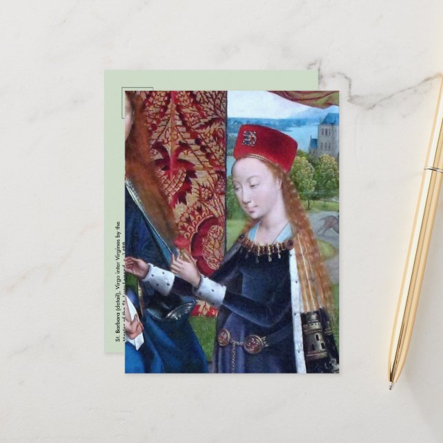 St Barbara of Nicomedia (detaljer; M 070) Vykort (Fram/Back In Situ)