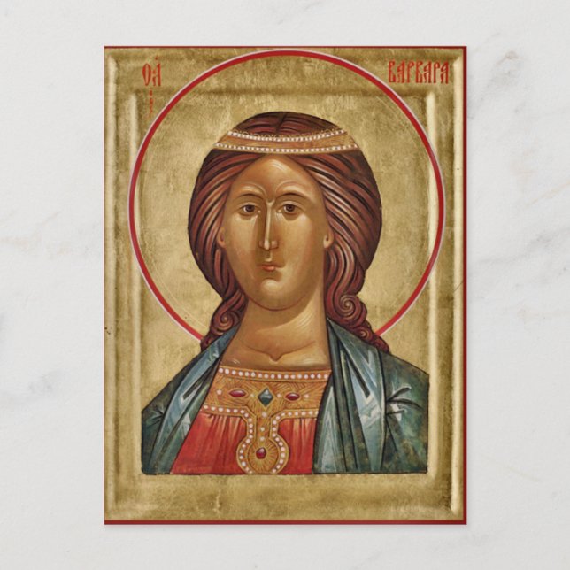 St. Barbara Orthodox Christian Icon Vykort (Framsida)