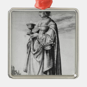 St. Barbara som etsas av Wenceslaus Hollar, 1647 Julgransprydnad Metall