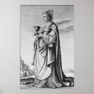 St. Barbara som etsas av Wenceslaus Hollar, 1647 Poster