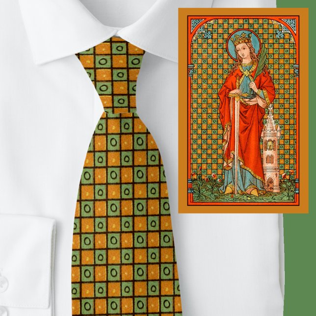 St Barbara's Squares (JP01) Neck Tie (Grönt Back) Slips (Skapare uppladdad)