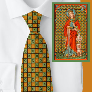 St Barbara's Squares Tie (gulaktig Orange bak) Slips