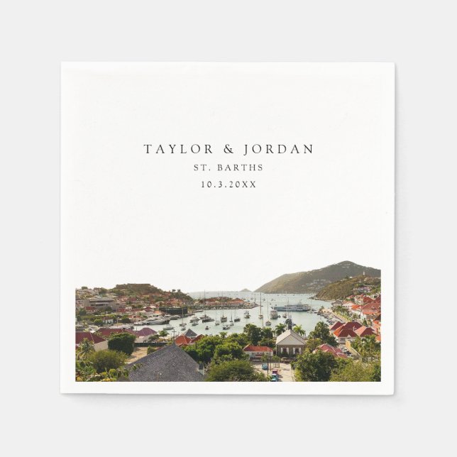 St Barths Bröllop Anpassningsbar Photo Cocktail Na Pappersservett (Framsidan)