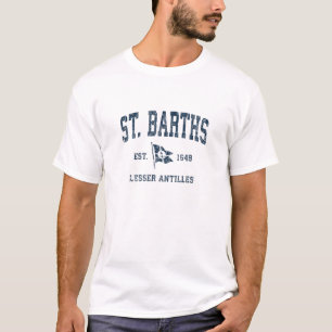 St Barths Vintage Sports Navy Boat Anchor Flagga T Shirt