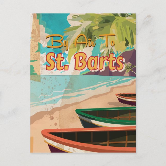 St. Barts Vintage Resemaffisch Vykort (Framsida)