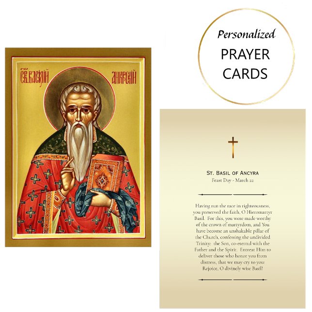 St. Basil of Ancyra Orthodox Christian Prayer Card Placeringskort (Skapare uppladdad)
