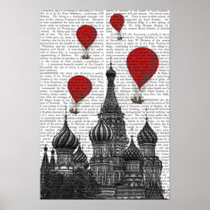 St Basil's Cathedral and Red Luftballongs Poster