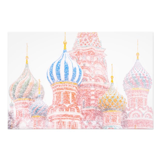 St Basil's Cathedral in Snowstorm Fototryck (Framsidan)