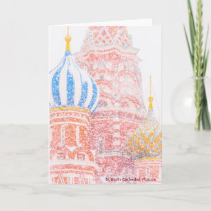 St Basil's Cathedral, Moskva, i Snowstorm Helgkort