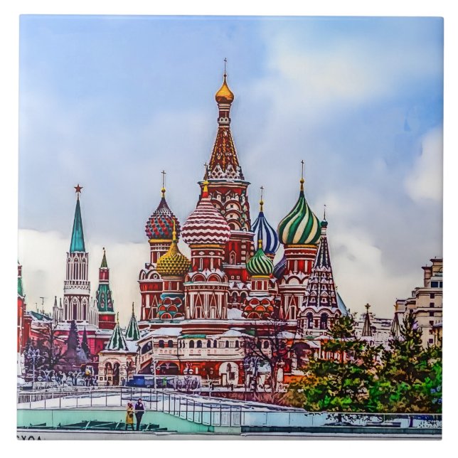 St. Basil's Cathedral. Moskva, Ryssland Kakelplatta (Framsidan)