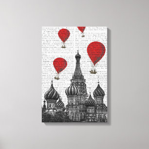 St Basils katedral och röda Luftballonger Canvastryck