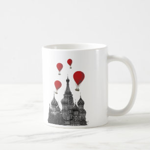 St Basils katedral och röda Luftballonger Kaffemugg