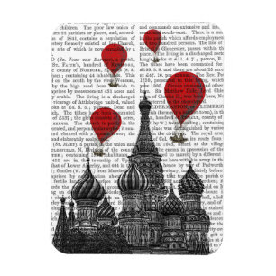 St Basils katedral och röda Luftballonger Magnet