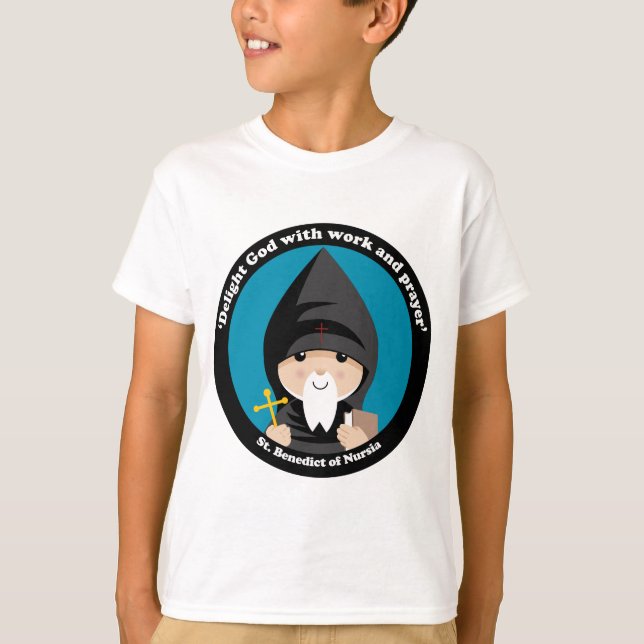 St Benedict av Nursia T Shirt (Framsida)