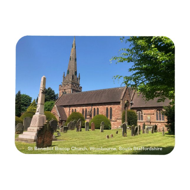 St Benedict Biscop Church Wombourne Stafford dshir Magnet (Horisontell)