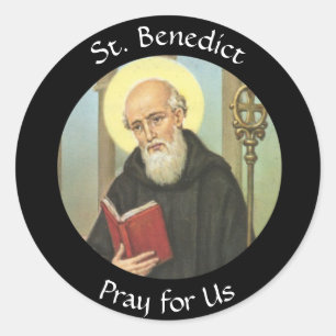 St. Benedict Feast 11 juli Runt Klistermärke