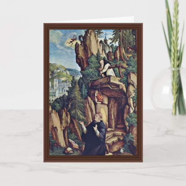 St. Benedict i bön av Meister Von Meßkirch (var Kort (Framsida)