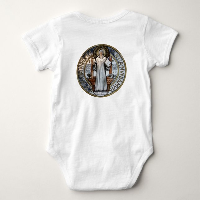 St Benedict Medal Baby Onezie  T Shirt (Baksida)