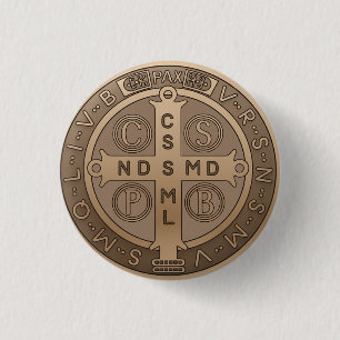 St Benedict Medal Katolsk Skyddskors Knapp