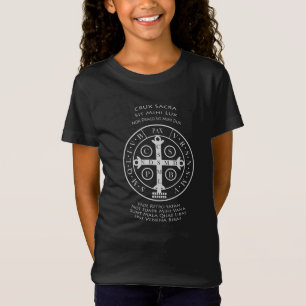 St Benedict Medal med Latin Prayer T-Shirt