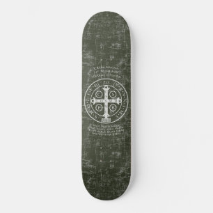St Benedict Medal med latinsk bön  Mini Skateboard Bräda 18,5 Cm