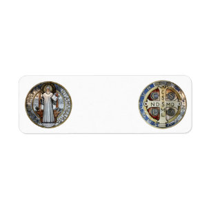 St. Benedict Medal Returadress Etikett