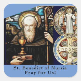 St. Benedict of Nursia Fyrkantigt Klistermärke