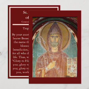 St. Benedict of Nursia ikon prayer card Julkort