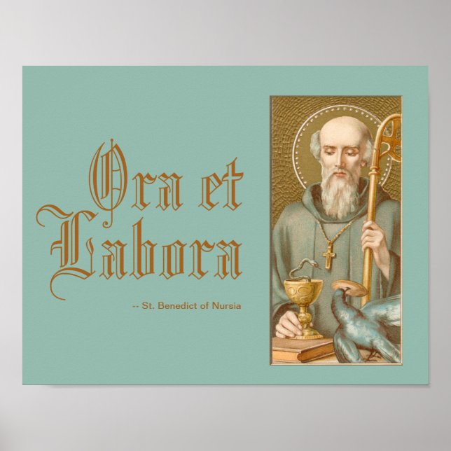 St. Benedict of Nursia (JM 07; Latin Motto) Poster (Framsidan)