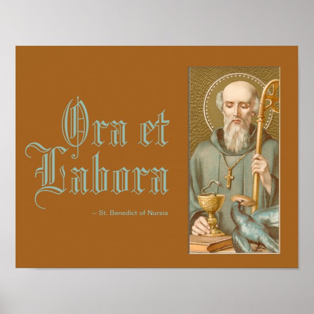 St. Benedict of Nursia (JM 07; Latin Motto) Poster (Framsidan)