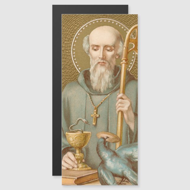 St. Benedict of Nursia (JM 07) Magnetic (Fram/baksida)
